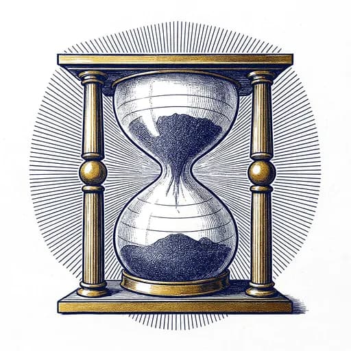 Data Retention Manager, intaglio illustration of an hourglass representing automated data lifecycle management.