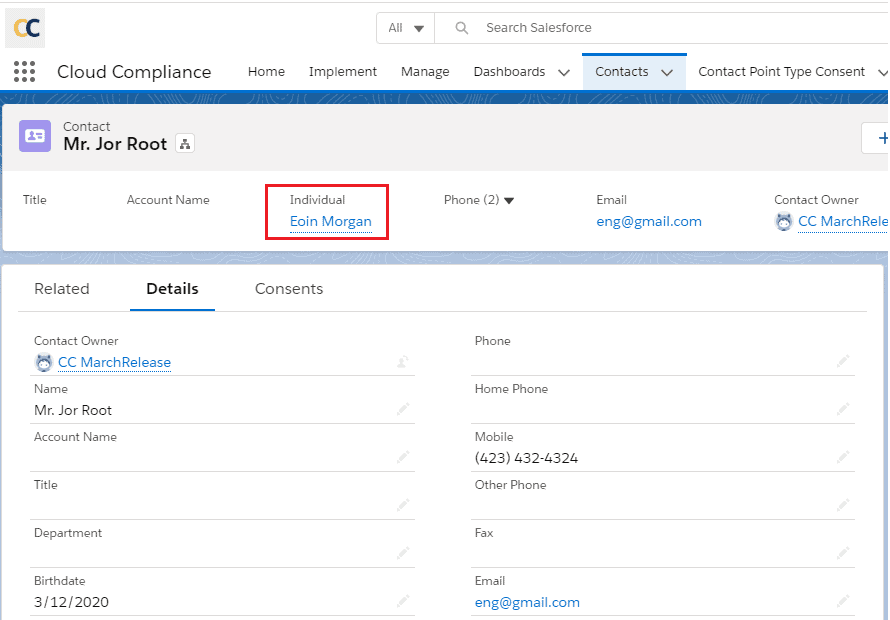 Create consent based on APEX API 1