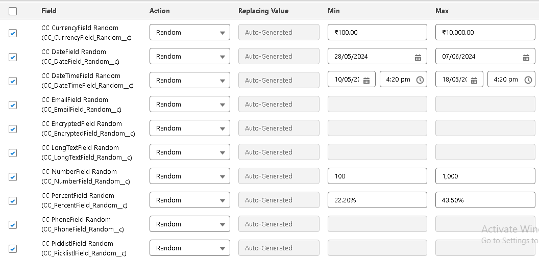 Random field masking