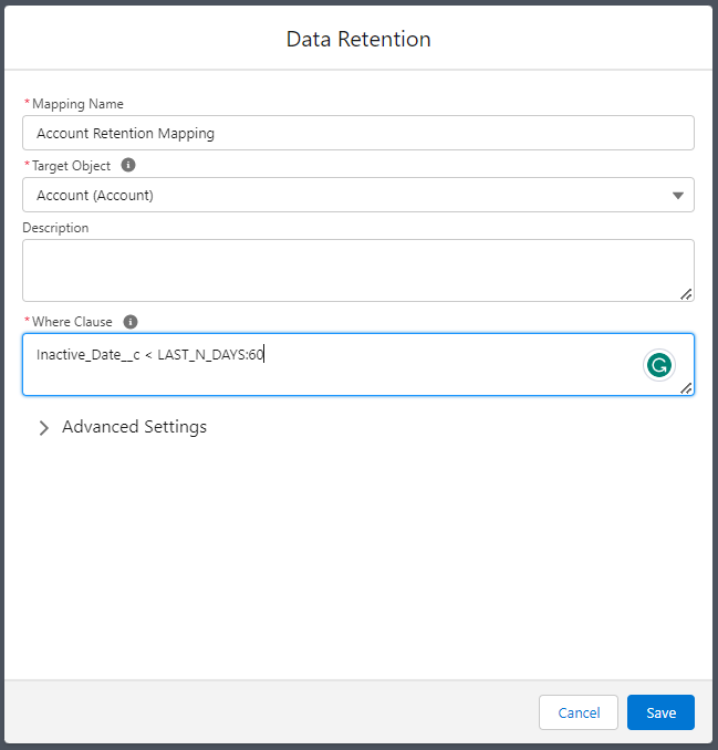 Data Retention PrivSec request record link