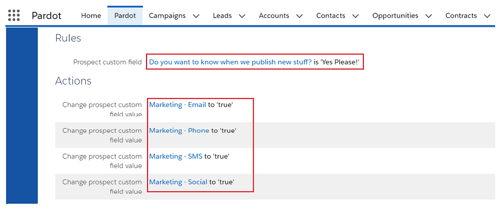 Pardot Automation Rules Interface