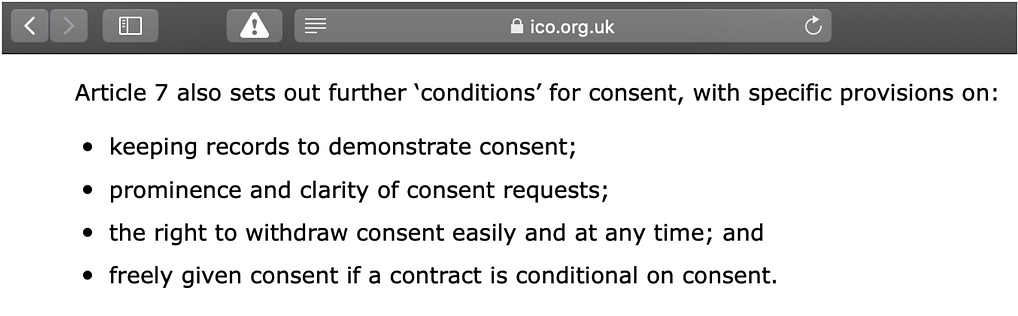 GDPR Article 7 Conditions for Consent