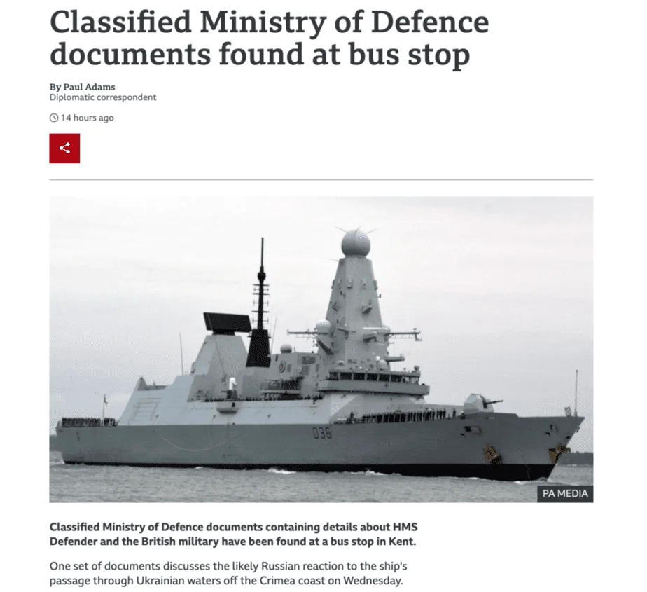 classified ministry of defence documents found at bus stop
