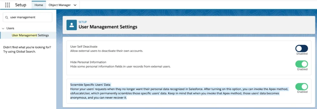 Overview of DataMasker's configuration management for user data masking in Salesforce.