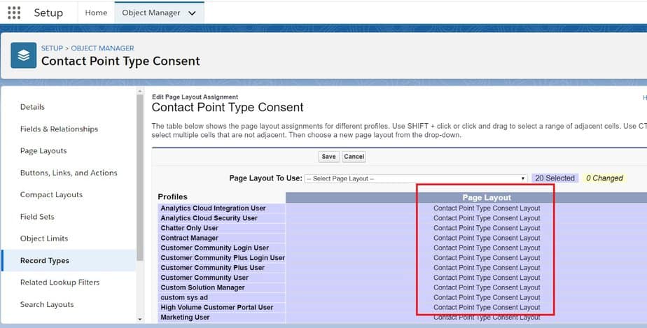 page layout assignment in permission set